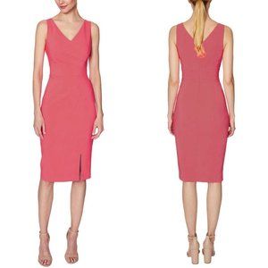 NWT Laundry by Shelli Segal Hot Coral Desk To Dinner V-Neck Bodycon Sheath Dress